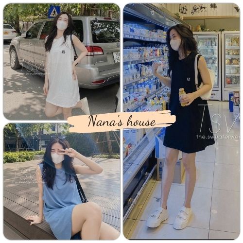 Váy Tanktop logo Icon Hình Con Bò 🎁 Nana's House - FREESHIP 🎁 Đầm ba lỗ form rộng, dáng suông, nữ tính