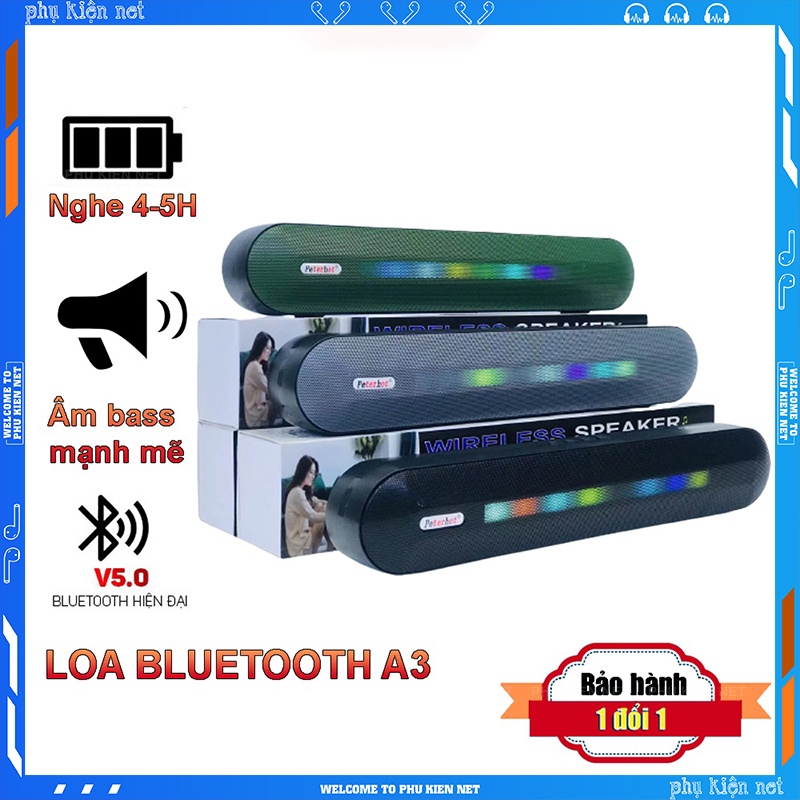 Loa bluetooth A3 mini mới nhất 2 loa Bass mạnh âm thanh đỉnh có kết nối máy tính BH 1 đổi 1 3 tháng