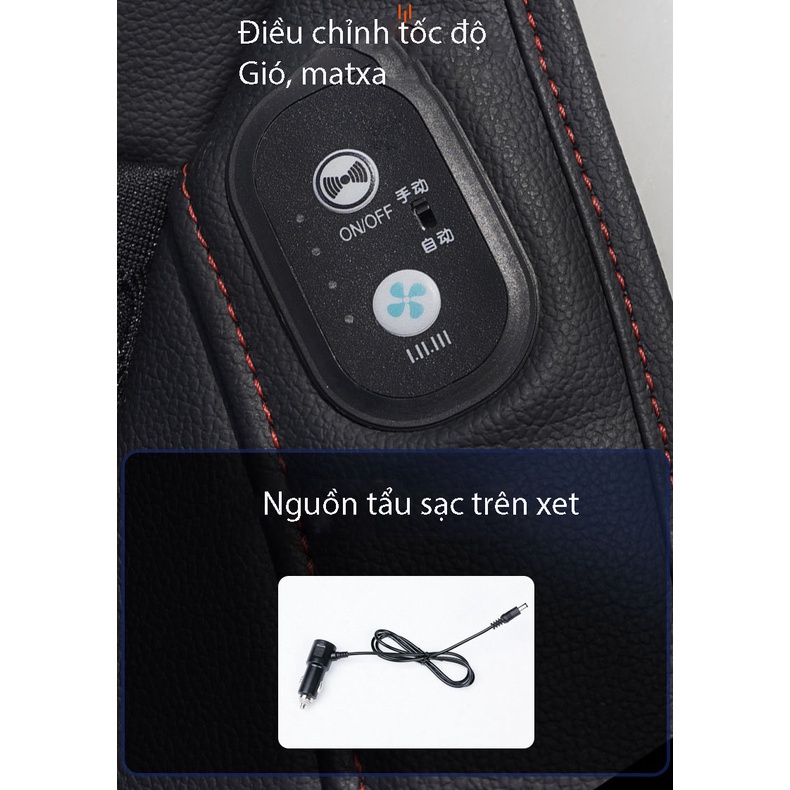 Đệm ghế ô tô massage thông hơi dùng cho xe hơi thông gió làm mát 12 và 16 quạt gió - Đệm Massage có quạt