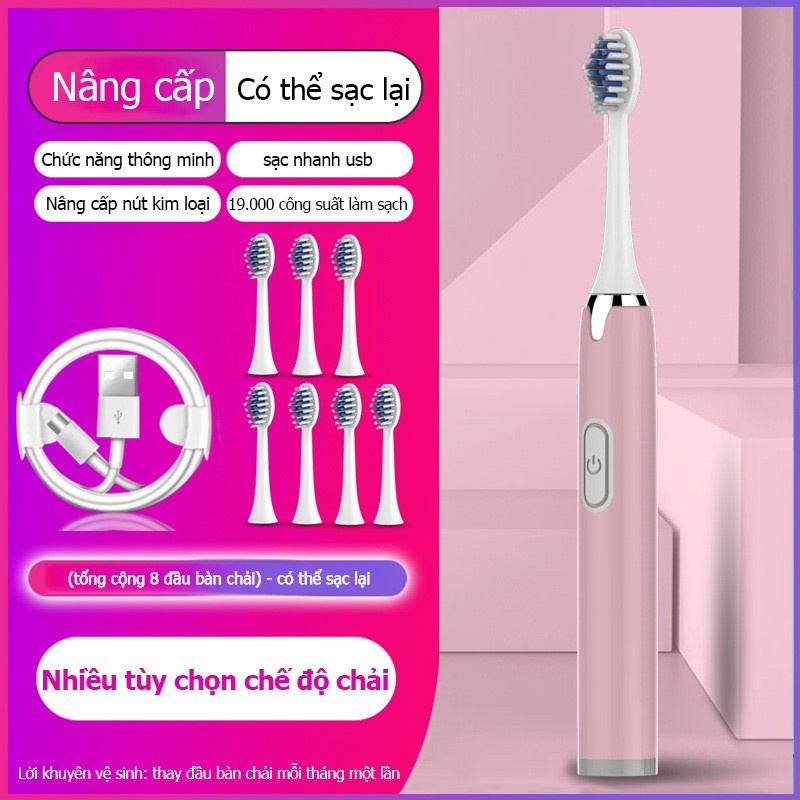 Bàn chải đánh răng điện NewTech A1 5 chế độ đánh răng tự động lông bàn chải siêu mềm sạc lại được màu hồng san hô
