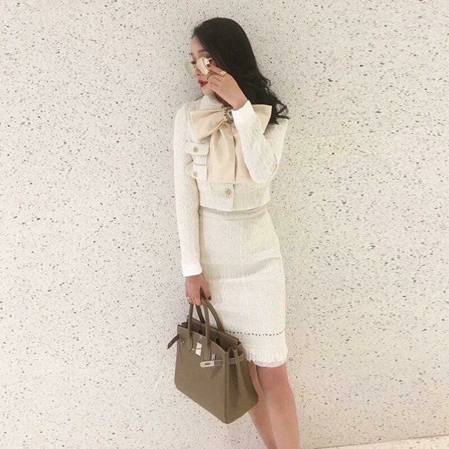 Set dạ tweet kèm nơ