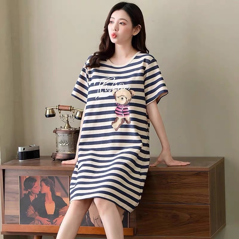 Váy ngủ mặc nhà chất cotton mát mềm co giãn thấm hút mồ hôi Freeszie từ 40-65kg- V02