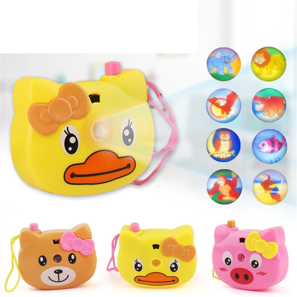 Máy ảnh chiếu hình kiểu dáng động vật có đèn chiếu trong bóng tối cho bé