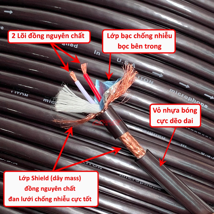 Dây Tín Hiệu Âm Thanh USA Chống Nhiễu, Lõi Đồng Nguên Chất, giá 1met dùng hàn dây canon, dây micro, dây 6 ly..vv.