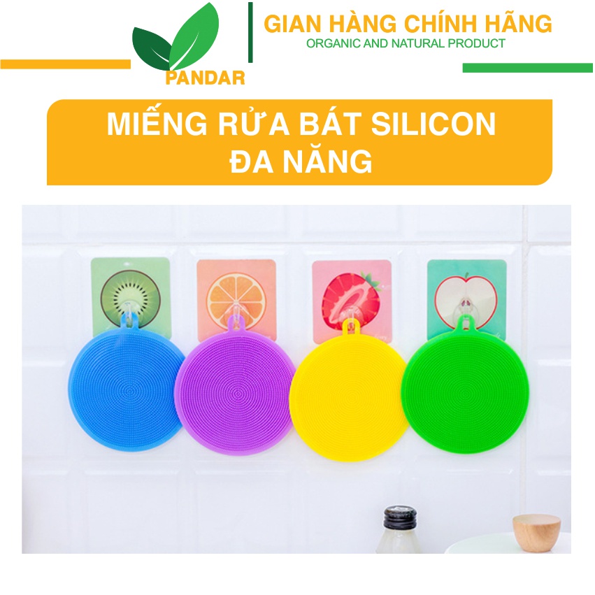 Miếng rửa bát silicon đa năng,rửa chén bát,cọ rửa trái cây,củ quả,lót nồi xoong,chống nóng,lót cốc,nhỏ gọn PANDAR