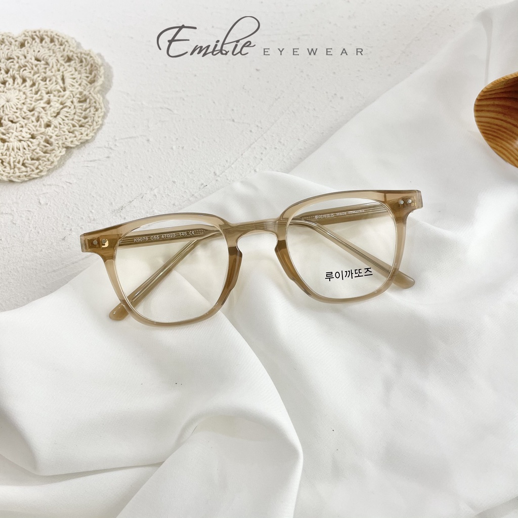 Gọng nhựa vuông lutto nam nữ cốt kim loại chắc chắn Emilie eyewear phụ kiện thời trang 9078