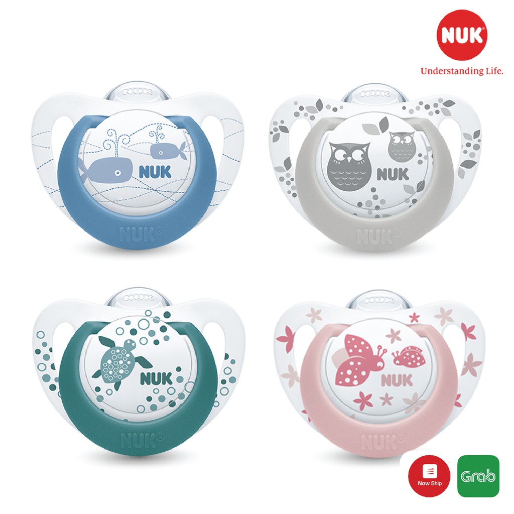 Bộ 2 ti giả NUK Silicone Genius Color dành cho bé 0-6 tháng (Sắc Màu)