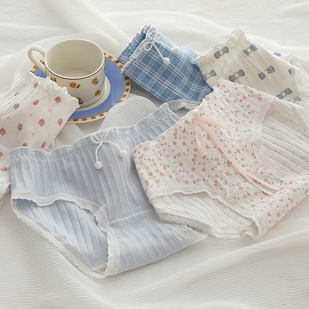 IVORY Quần Lót Lưng Vừa In Họa Tiết Hoạt Hình Đính Nơ Xinh Xắn Thời Trang Cho Nữ