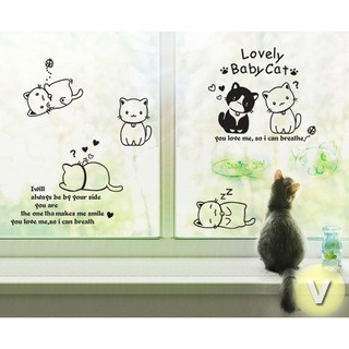 Decal dán tường Mèo xinh