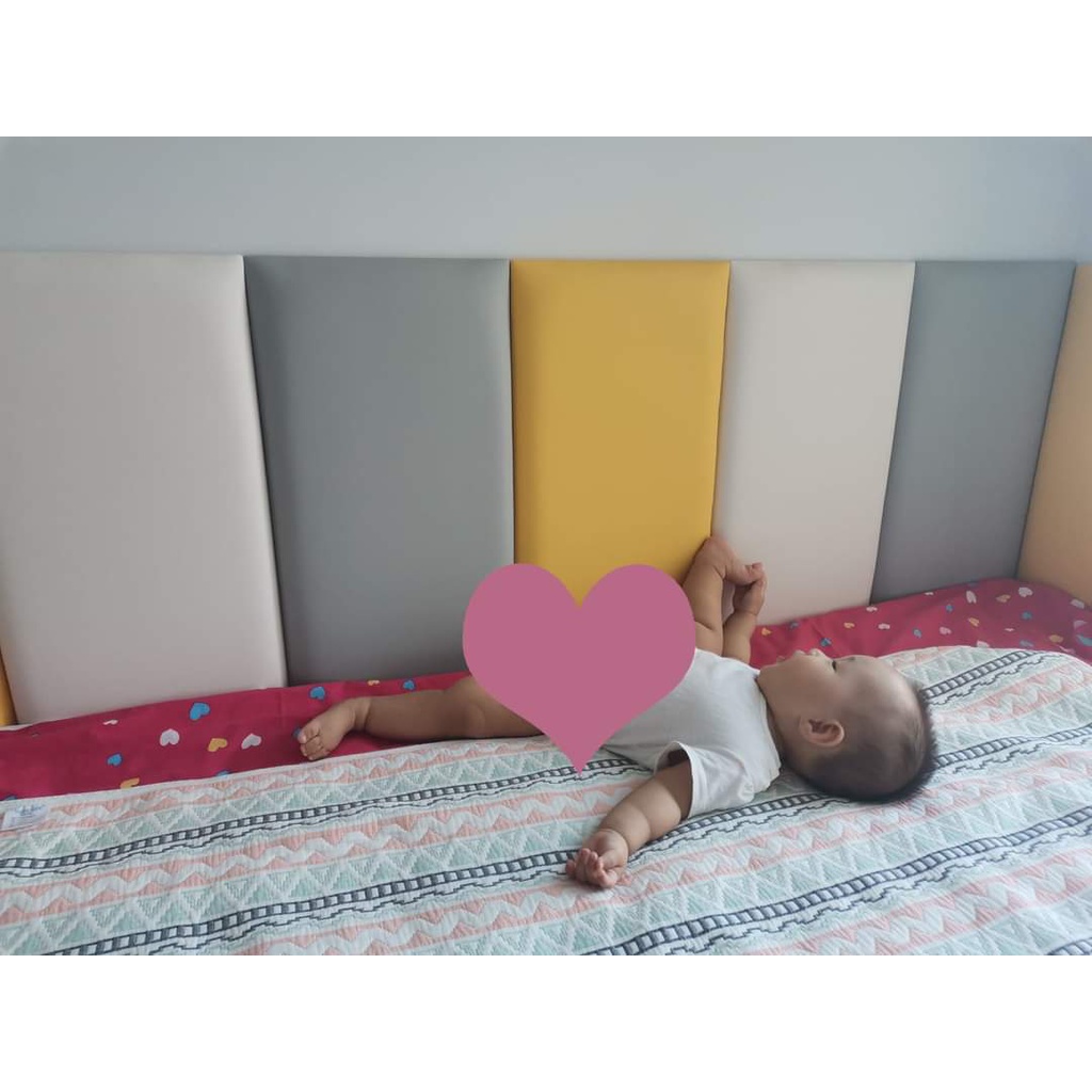 Miếng xốp nệm da kuayu dán tường màu trơn dày 3cm trang trí phòng ngủ đầu giường chống va đập an toàn cho bé