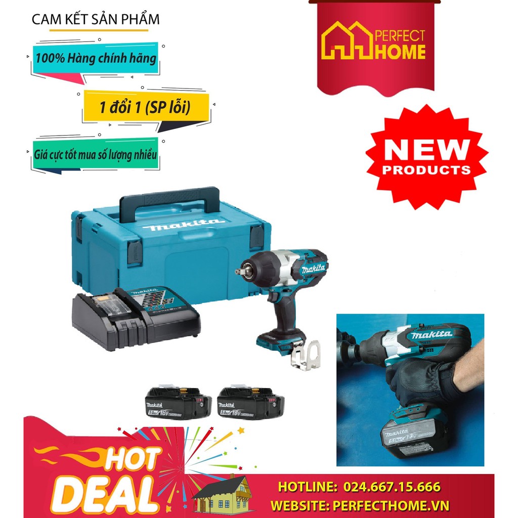 Máy siết bu lông dùng pin Makita DTW1002RTJ 18V - Công suất mạnh mẽ, thiết kế nhỏ gọn