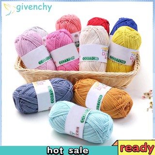 Cuộn Len Cotton Sữa Mềm Màu Trơn Dùng Đan Quần Áo Em Bé DIY