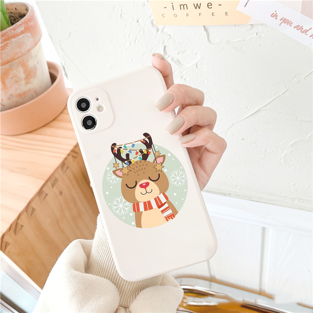 Ốp lưng iphone cạnh vuông hươu giáng sinh cute cho 6/6plus/6s/6splus/7/7plus/8/8plus/x/xr/xs/11/12/pro/max/plus e108 | WebRaoVat - webraovat.net.vn