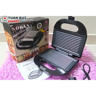 Máy kẹp sandwich, nướng bánh mỳ, làm bánh Sokany KJ-108 công suất 750W, máy làm bánh hotdog Sokany