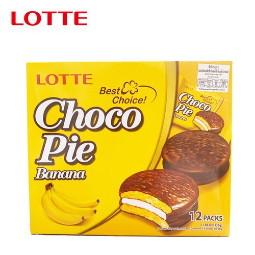 Hộp 12 Bánh ChocoPie / Banana / Green Tea Lotte 336g