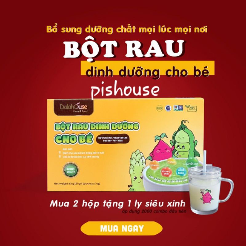 (HCM) BỘT ĂN DẶM RAU CỦ DINH DƯỠNG CHO BÉ DALAHOUSE (63GR 7 VỊ)