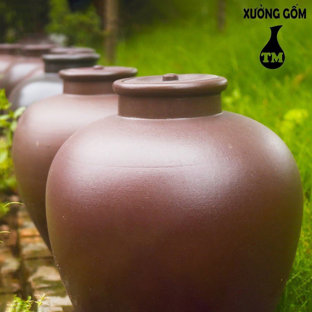 Chum Sành Đựng Nước, Ngâm Rưo.u Xưởng Gốm TM Bát Tràng - Mẫu Trơn Không Tráng Men