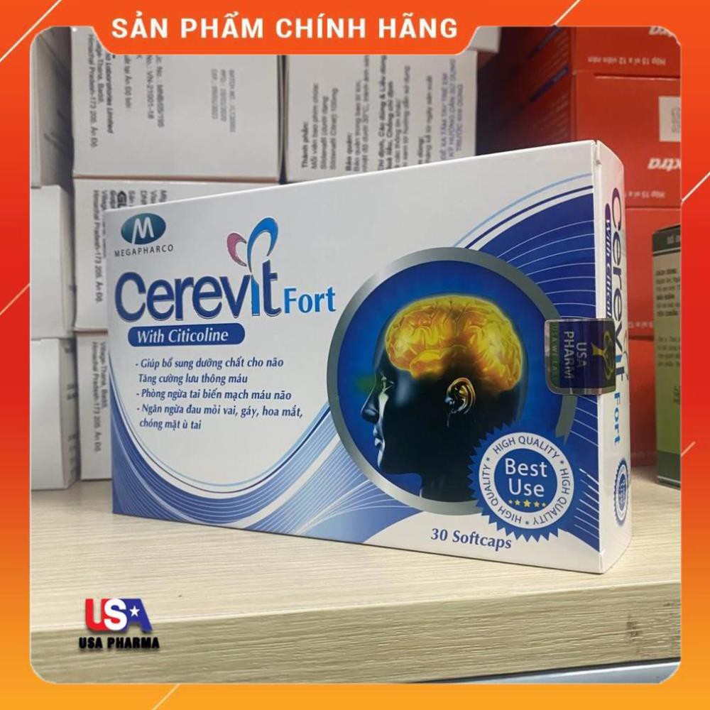 Viên bổ não CEREVIT FORTE HỘP 30 VIÊN - Tăng cường trí nhớ, hoạt huyết dưỡng não