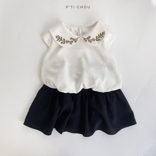 Áo cổ sen cho bé thêu hoa P'ti chou 1y - 5y ( Ptichou Folral Blouse )