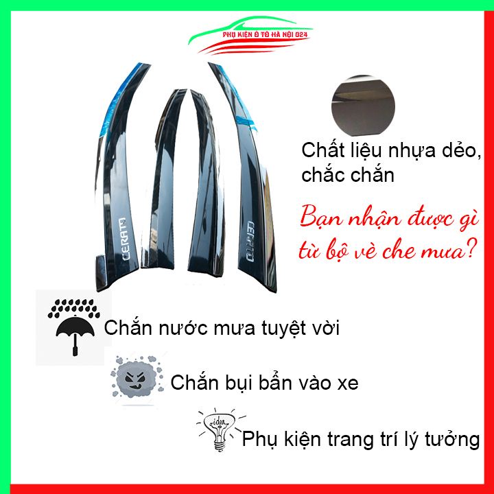 Vè che mưa ô tô Cerato 2019-2021 chỉ Inox cao cấp