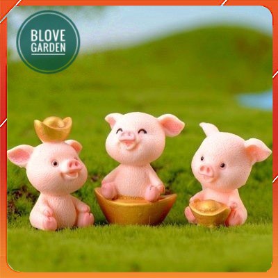 Lợn vàng phong thủy trang trí tiểu cảnh, nhà cửa, bánh kem, topper cake , heo vàng trang trí bánh
