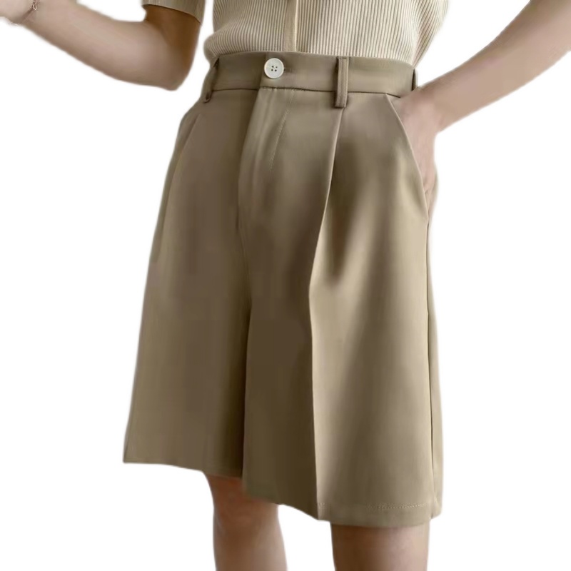 Quần Lửng Màu Trơn Phối Túi Thiết Kế Thanh Lịch Cho Phái Nữ