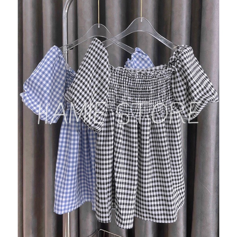 Áo váy babydoll cổ vuông tay bồng dáng rộng giấu quần HA137, áo kiều nữ hàn quốc tiểu thư đáng yêu bầu bí