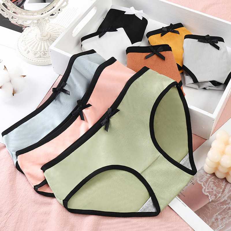 Quần Lót Cotton Không Đường May Đính Nơ Cho Nữ