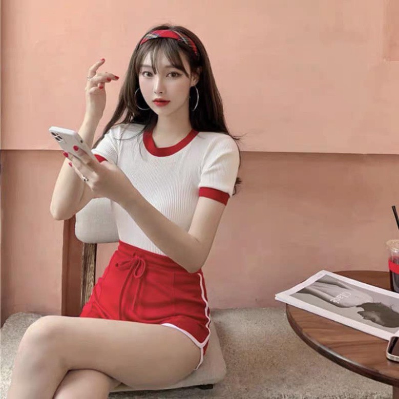 [Mã FAGREEN245 giảm 10% tối đa 30K đơn 99K] (Kho Sỉ Nam Đinh) BỘ THUN TĂM TRẮNG VIỀN ĐỎ ĐEN