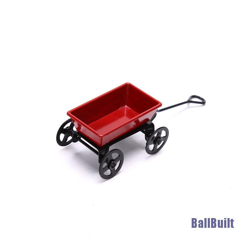Xe đẩy màu đỏ bằng kim loại tỉ lệ 1:12 trang trí nhà búp bê