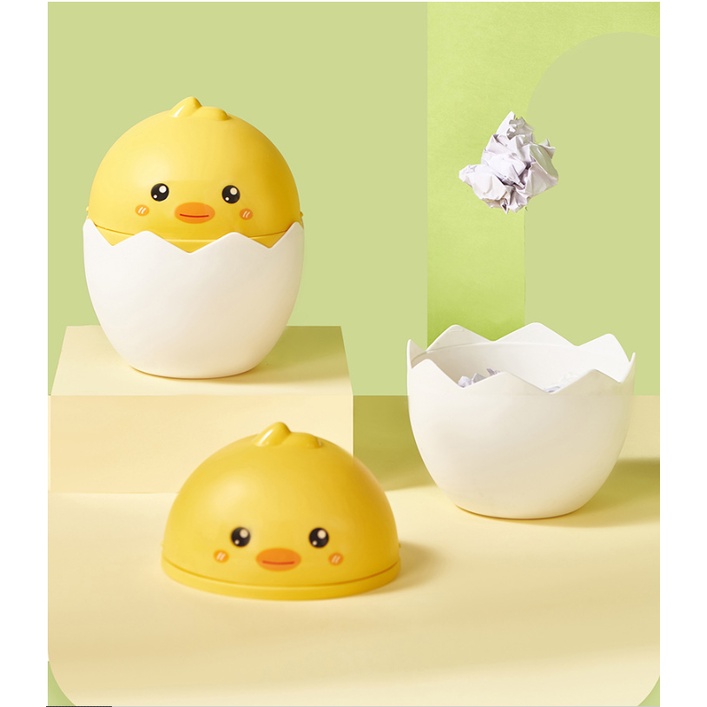 Thùng Rác Mini Để Bàn Nắp Lật mẫu Gà Con Cute, Dễ Thương, Hộp Kệ Rác Đựng Bút, Mỹ Phẩm Decor