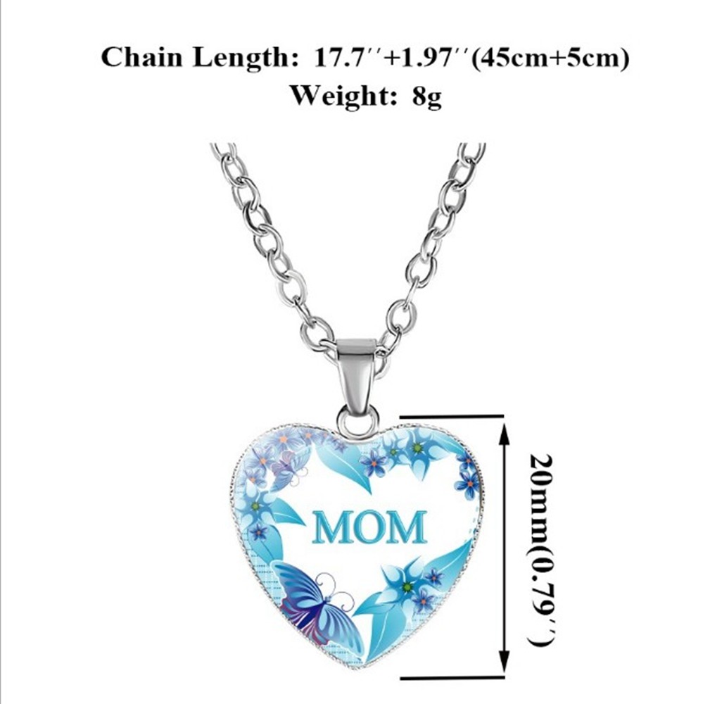 vòng cổ Kim Loại Mặt Trái Tim Khắc Chữ Mom Ý Nghĩa Tặng Mẹ