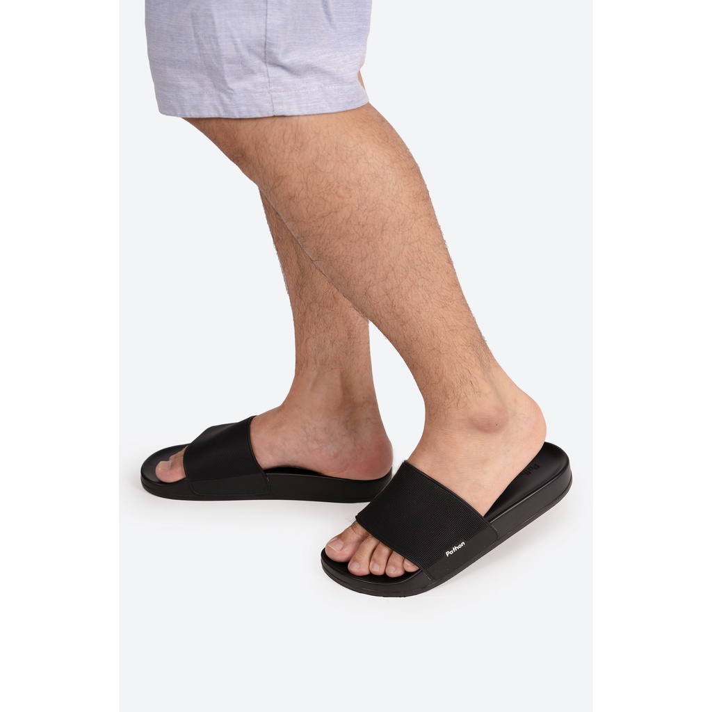 Dép nam nữ quai ngang slipper Pathon quai PVC và đế PU đen quai đen SD23 (Đã nâng cấp qua mẫu đế nhám)