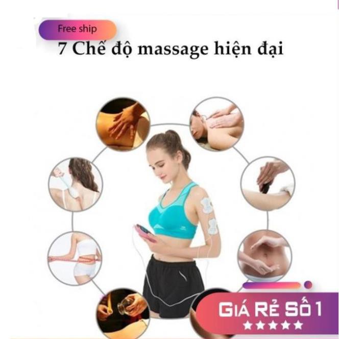 Máy Massage Trị Liệu Xung Điện 8 Miếng Dán Đầu Ra Kép Đa Chức Năng, Giúp Trị Liệu Đau Mỏi Vai Gáy