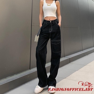 Quần Jeans Ống Rộng Thời Trang Cá Tính Cho Nữ