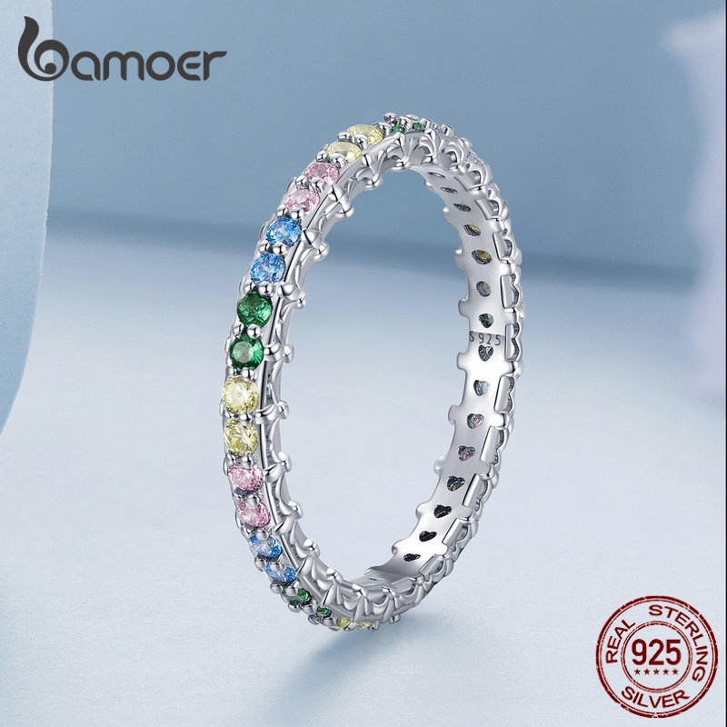 BAMOER Bông Tai Xi bạc 925 ĐíNh Đá Zircon