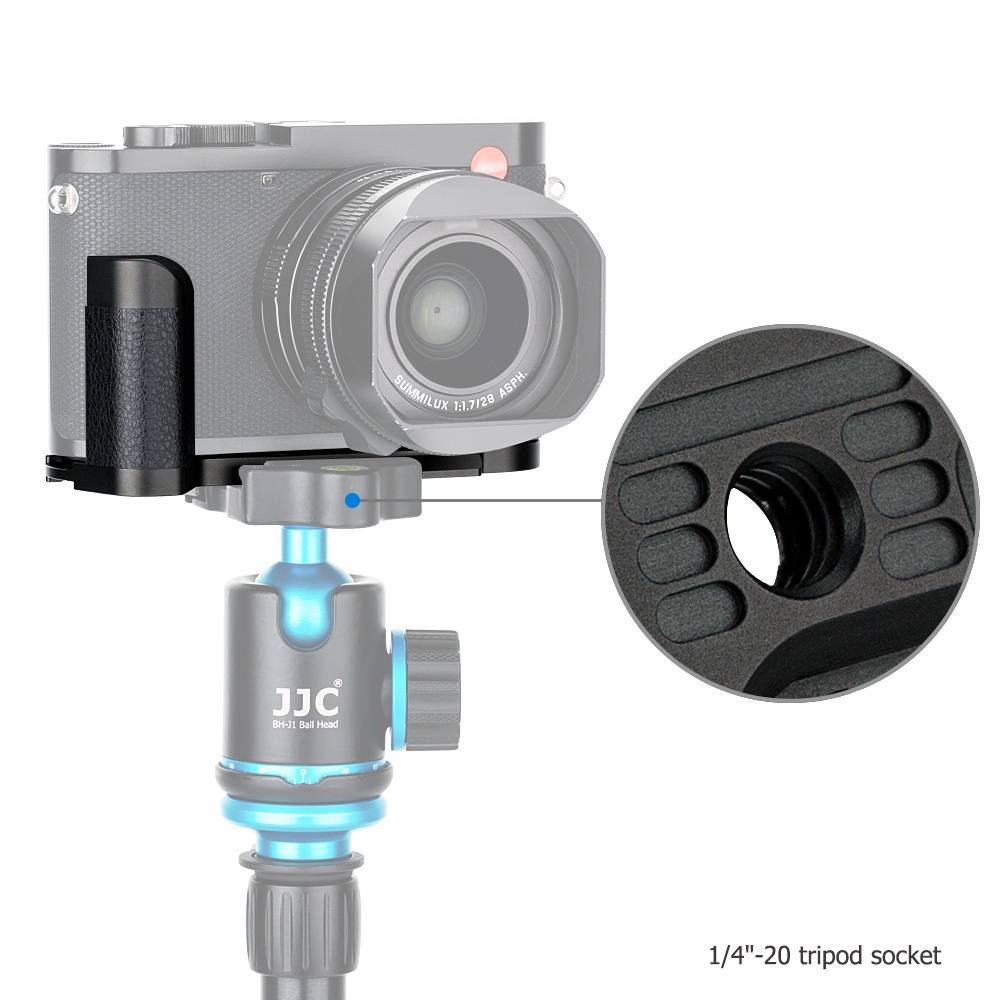 Tay cầm chữ L JJC 19540 kim loại chống trượt với đế tháo nhanh Arca Swiss cho máy ảnh Leica Q2