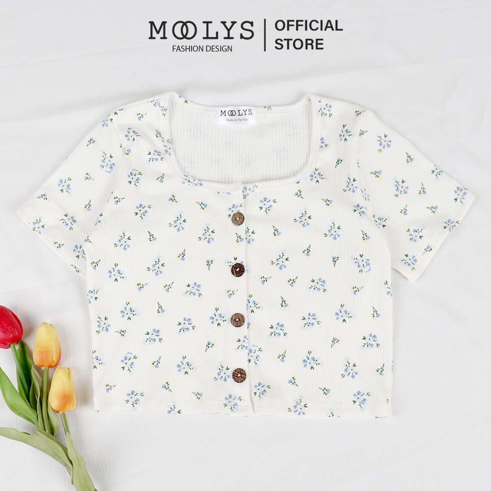 Áo croptop hoa thời trang Moolys cổ vuông tay ngắn MC001