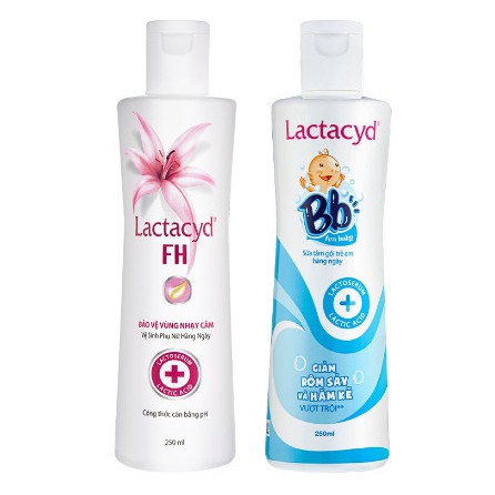 Bộ 2 Chai Dung Dịch Vệ Sinh Phụ Nữ Lactacyd FH 250ml + Sữa Tắm Gội Trẻ Em Lactacyd BB 250ml