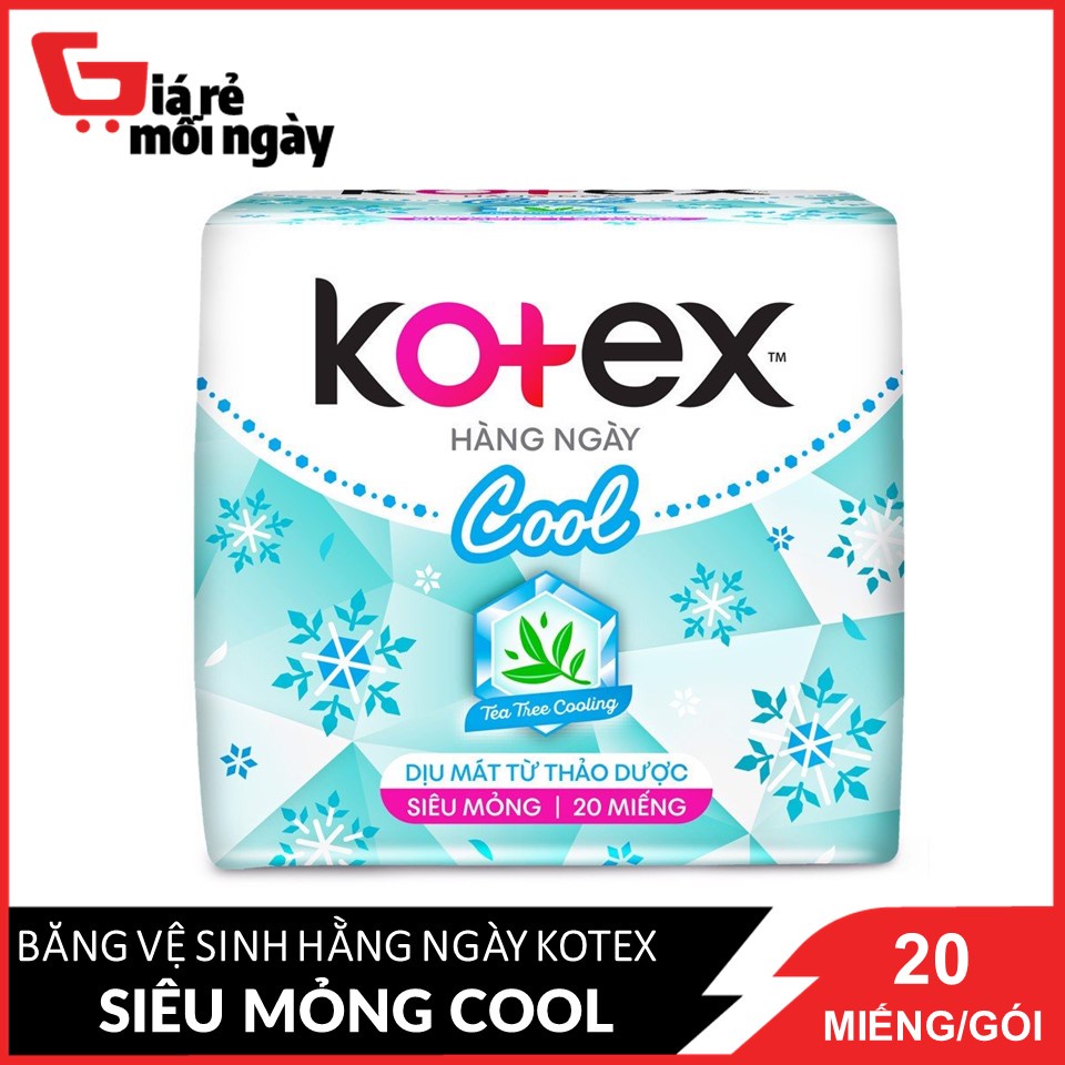 Băng Vệ Sinh Hàng Ngày Kotex Dịu Mát Từ Thảo Dược 20 miếng