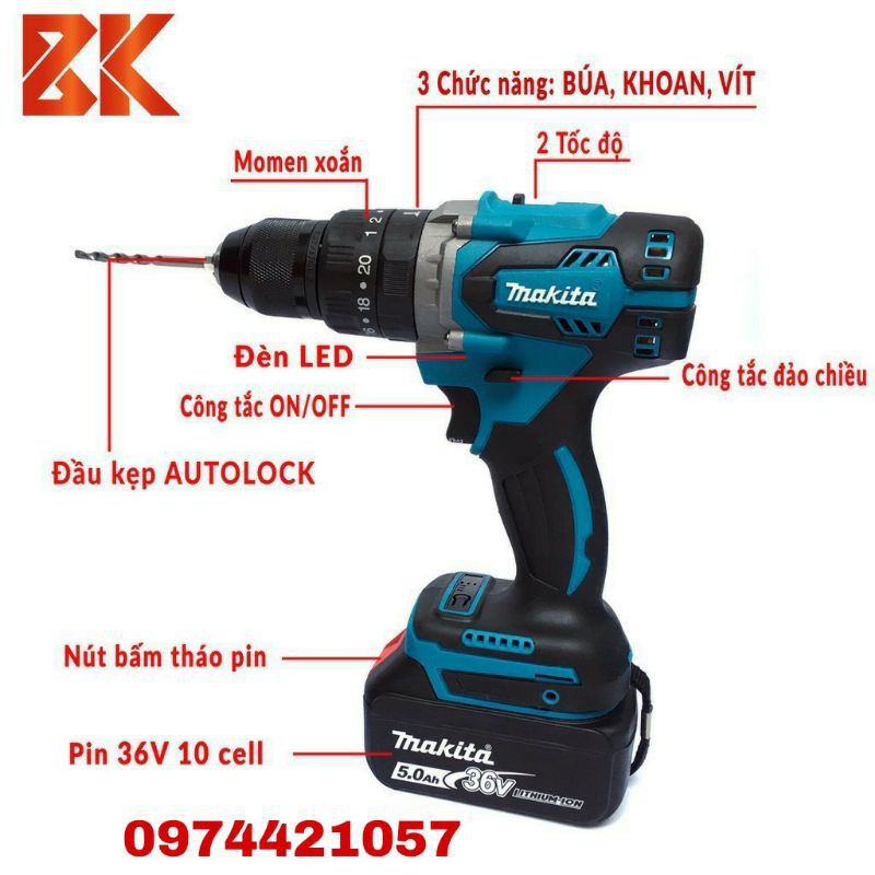 Máy bắt vít🔥Makita🔥🔥46V 10cell.5000mAH dùng pin💥siêu khoẻ 🔥bảo hành 12 tháng.🔥