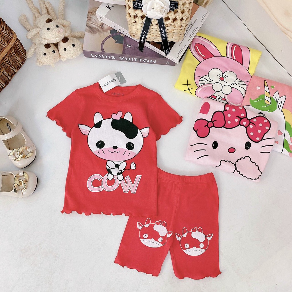 Bộ cộc tay carters cho bé gái shopee