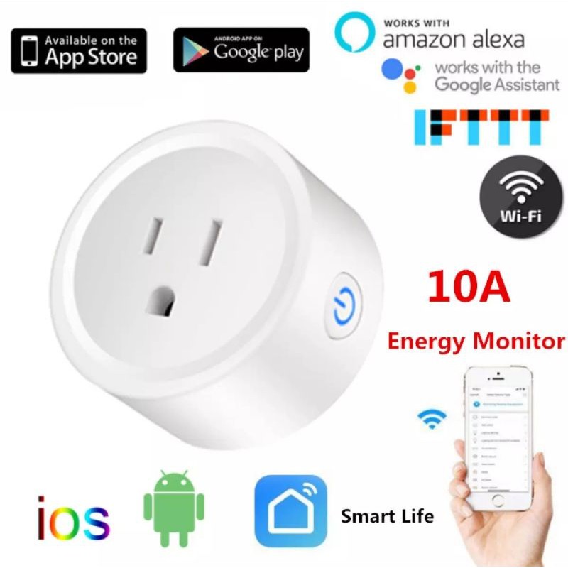 (Với Thống Kê Điện) Ổ cắm WiFi chuẩn Mỹ 3 chân 20A/10A Smart Life,work Google &amp; Alexa