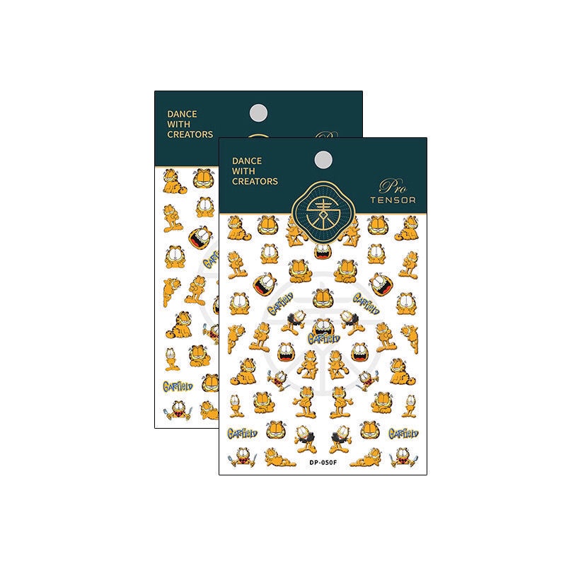 Miếng Dán Trang Trí Móng Tay Họa Tiết Hoạt Hình Mèo Garfield 5d Phong Cách Nhật Bản