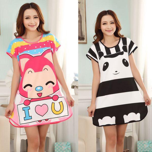 Đầm Ngủ Tay Ngắn In Hình Hoạt Hình Dễ Thương | BigBuy360 - bigbuy360.vn