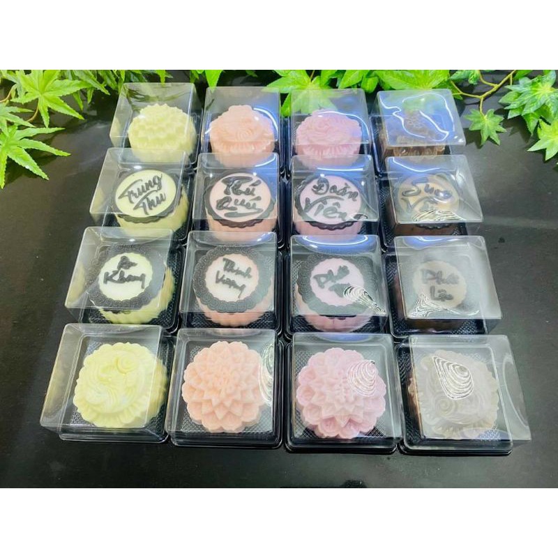 Set 50 khay Pet VUÔNG LỚN XY12.12 đựng bánh trung thu 250g 300g trở lên