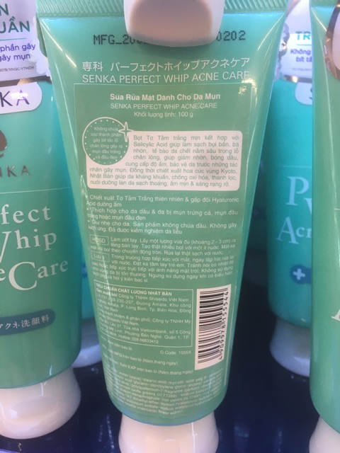 Sữa rửa mặt dành cho da mụn Senka Whip Acne Care 100g