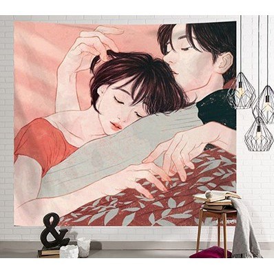 Thảm Treo Tường, decor trang trí phòng ngủ, livetream bán hàng,  rộng 150* cao 130cm