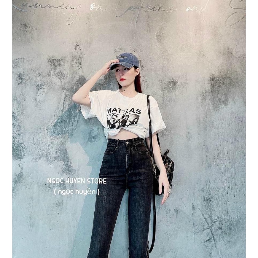 Quần jeans đen khói cạp cao mã 018 (kèm ảnh thật,video) | BigBuy360 - bigbuy360.vn