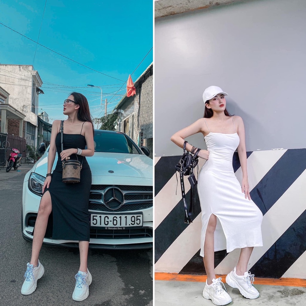 G34. 601. VÁY LEN BODY 2 DÂY XẺ ỐNG